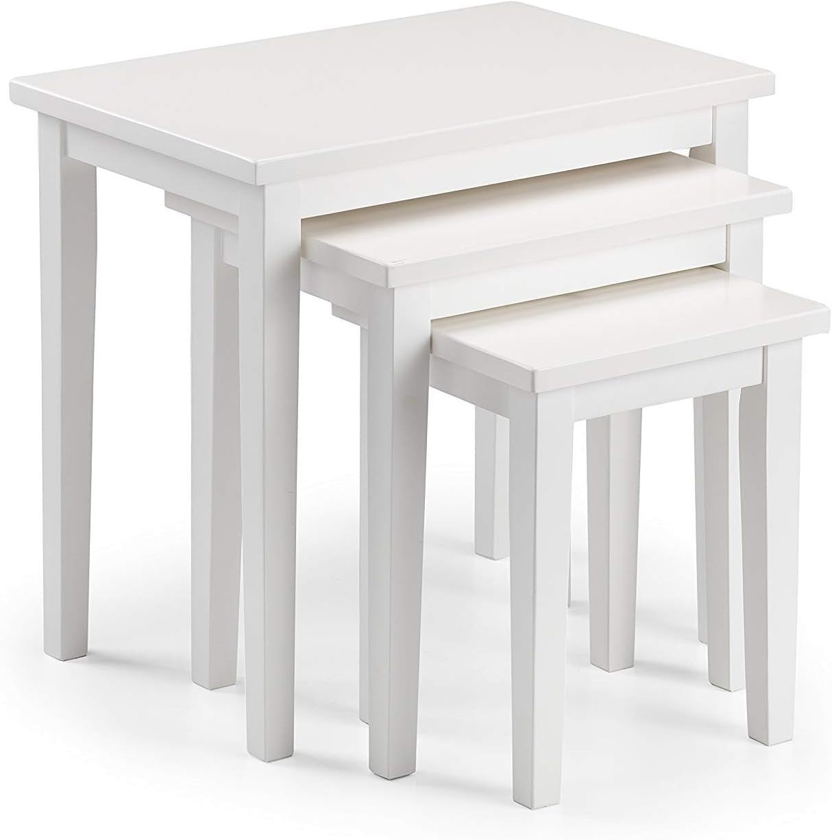 White Nest of 3 Tables Side Coffee End Table Hardwood Wood Living Room Set
