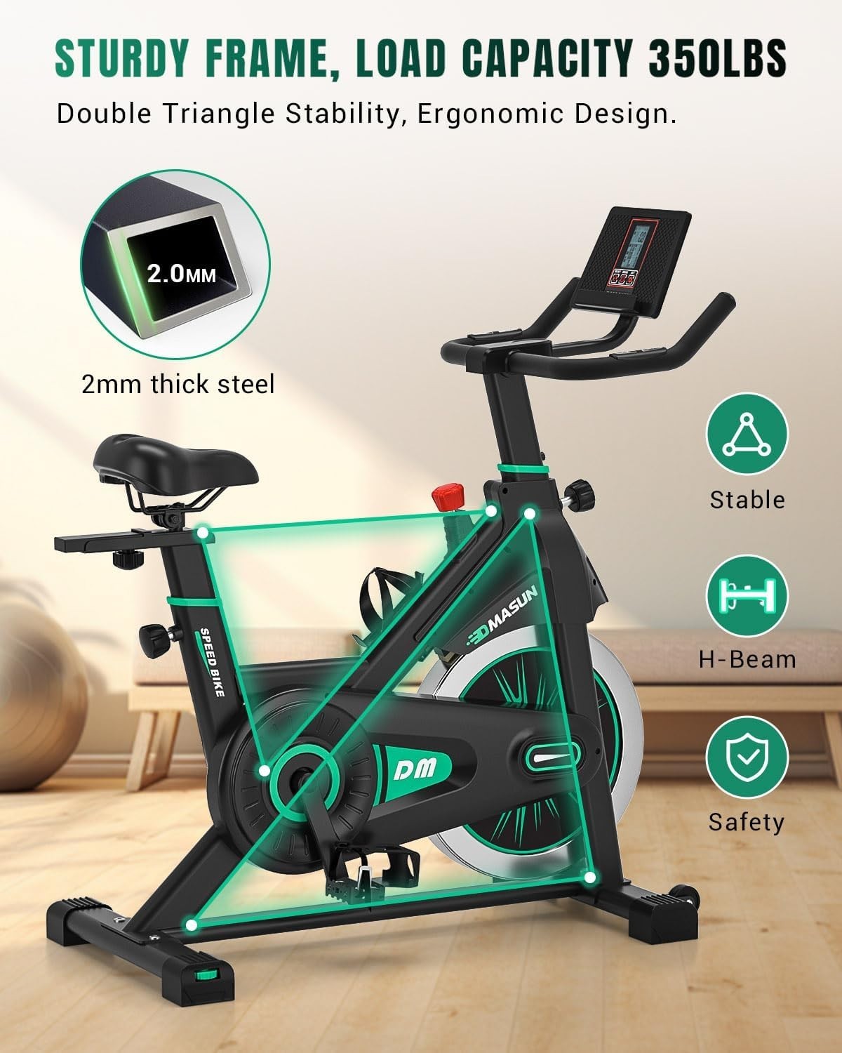 Quiet Magnetic Exercise Bike w/ LCD, Tablet Holder, Comfy Seat & 160kg Capacity