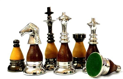 Luxury 20" Green Marble Chess Set – Large 20" Inlaid Board + Brass Wood Pieces