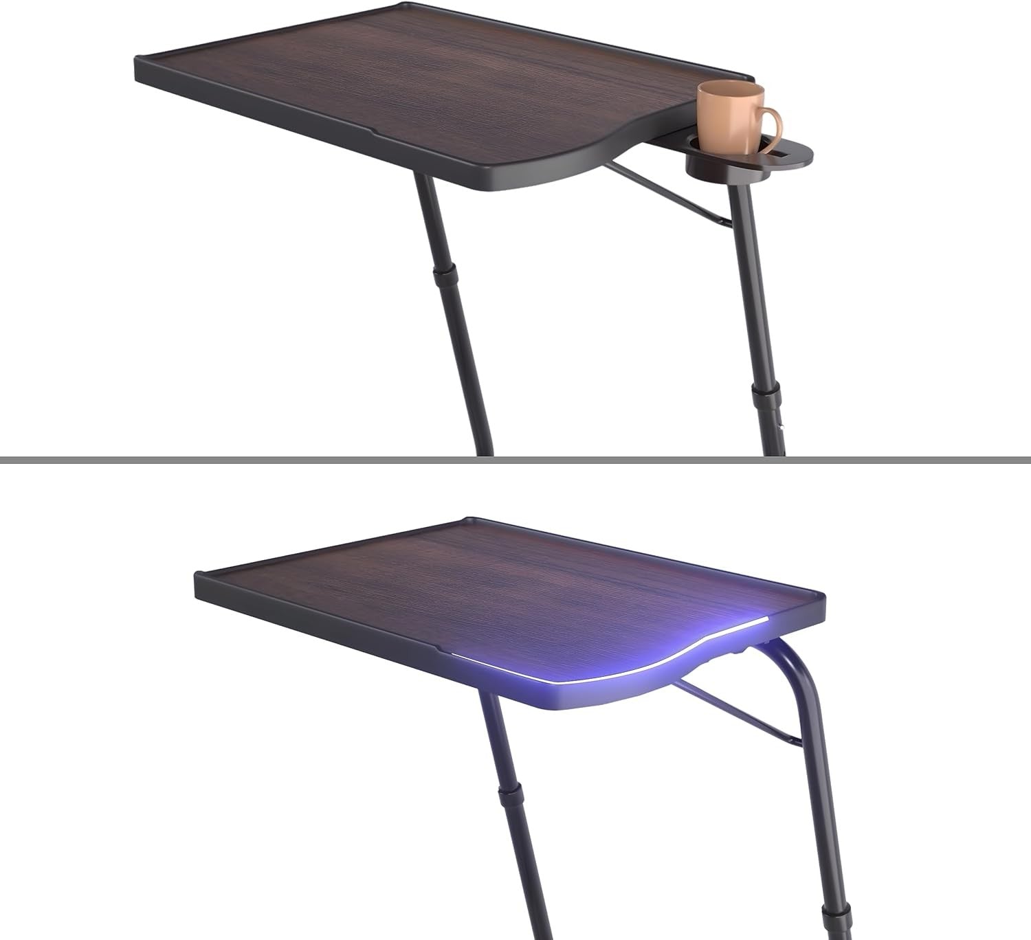 Adjustable Folding Bedside Table Laptop Desk Portable Overbed Tray Walnut