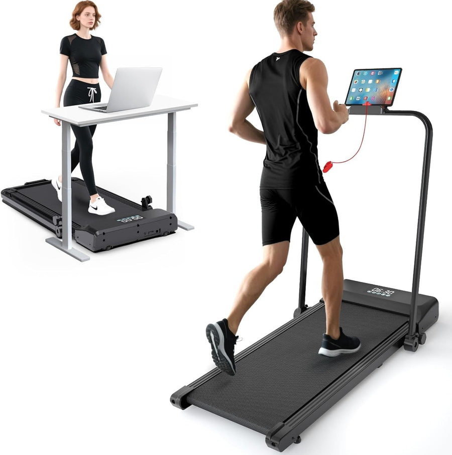 CANMALCHI Foldable Under Desk Treadmill 12KM/H LED Remote Compact Home