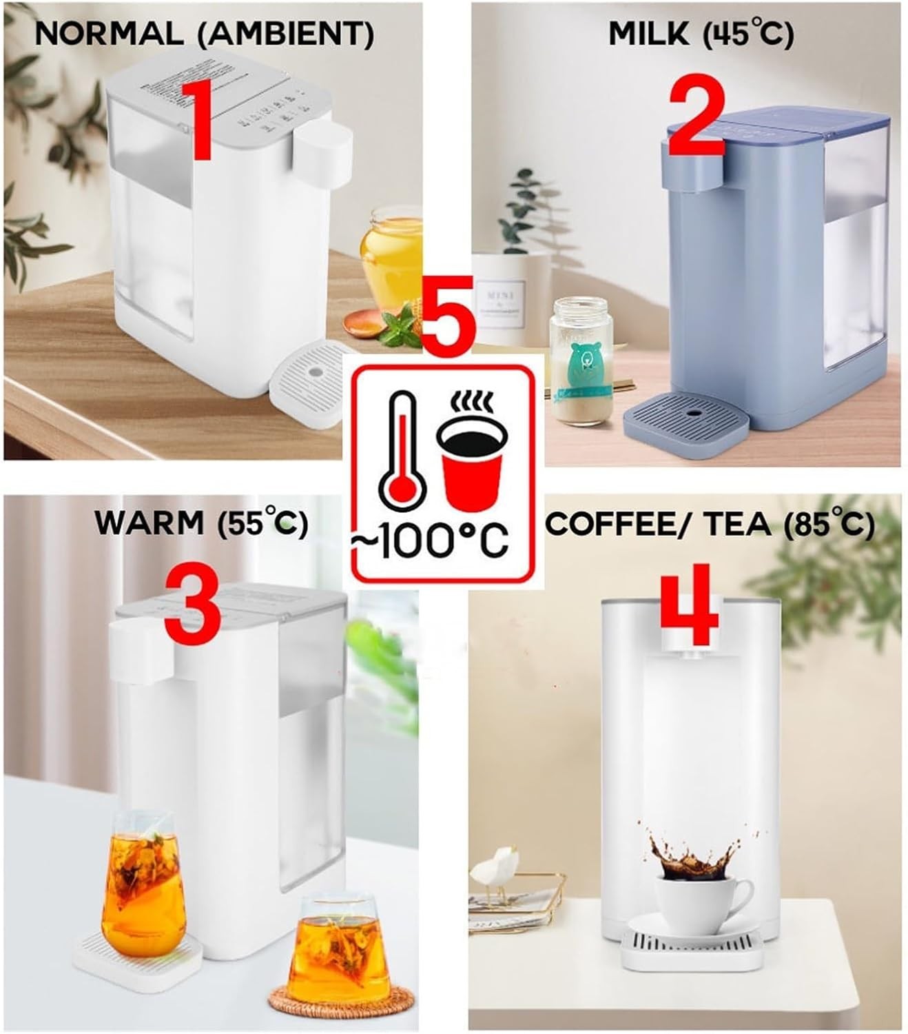 Instant Hot Water Dispenser 3L Touch Control Desktop Fast Boil White