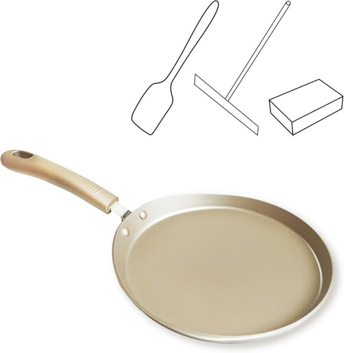 8" Induction Crepe Pancake Pan Non-Stick Flat Tawa | Aluminium Skillet + Tools