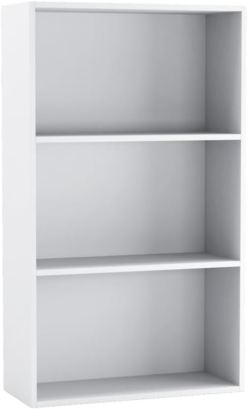 3 Tier Wooden Bookcase Compact Storage Display Shelf Modern Cabinet White
