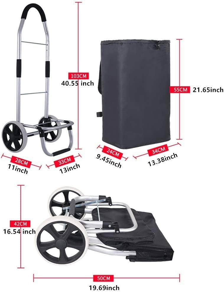 Foldable Shopping Trolley Cart 48L Waterproof Grocery Bag Wheels Handle