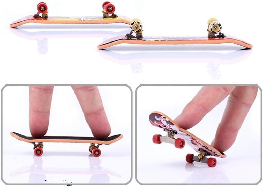 Mini Finger Skateboards Set 6pcs Alloy Toy for Kids Tricks Play