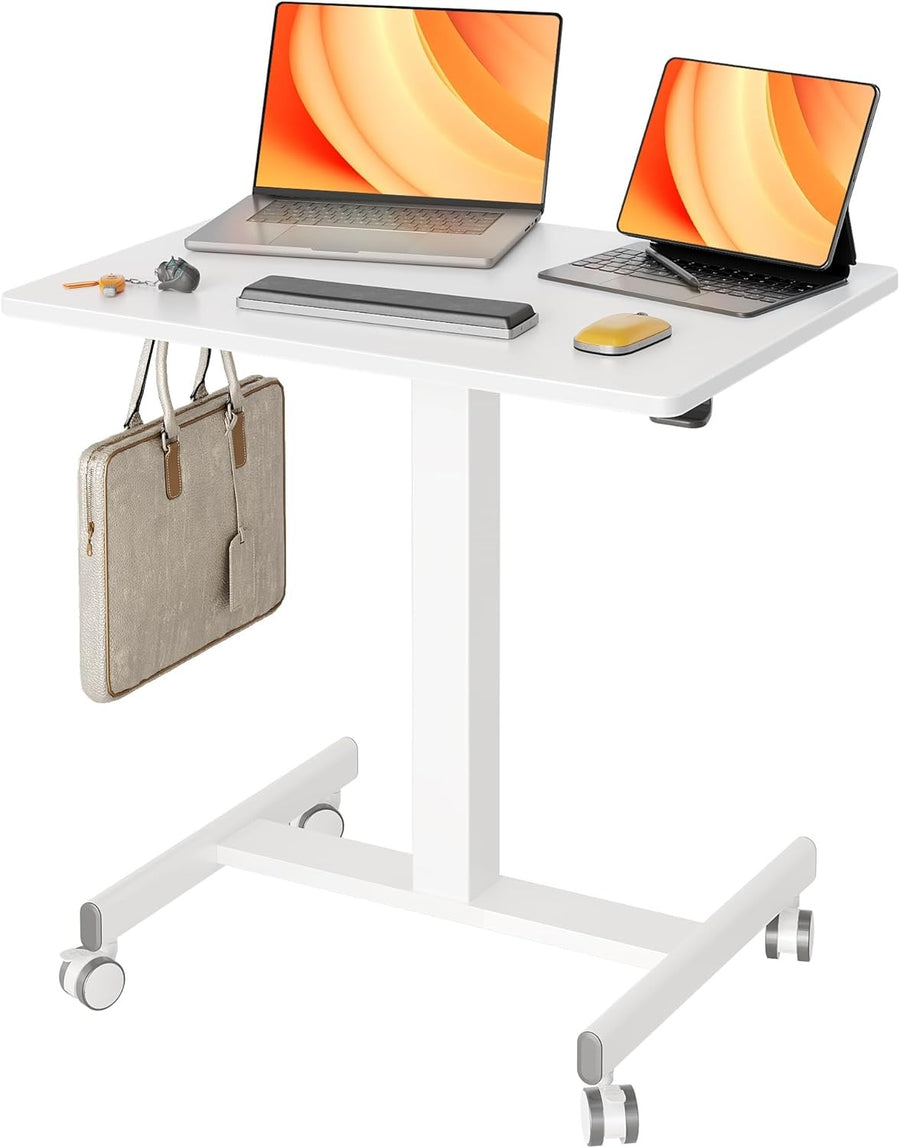 Mobile Standing Desk Height Adjustable Rolling Laptop Table Home Office 65x48cm