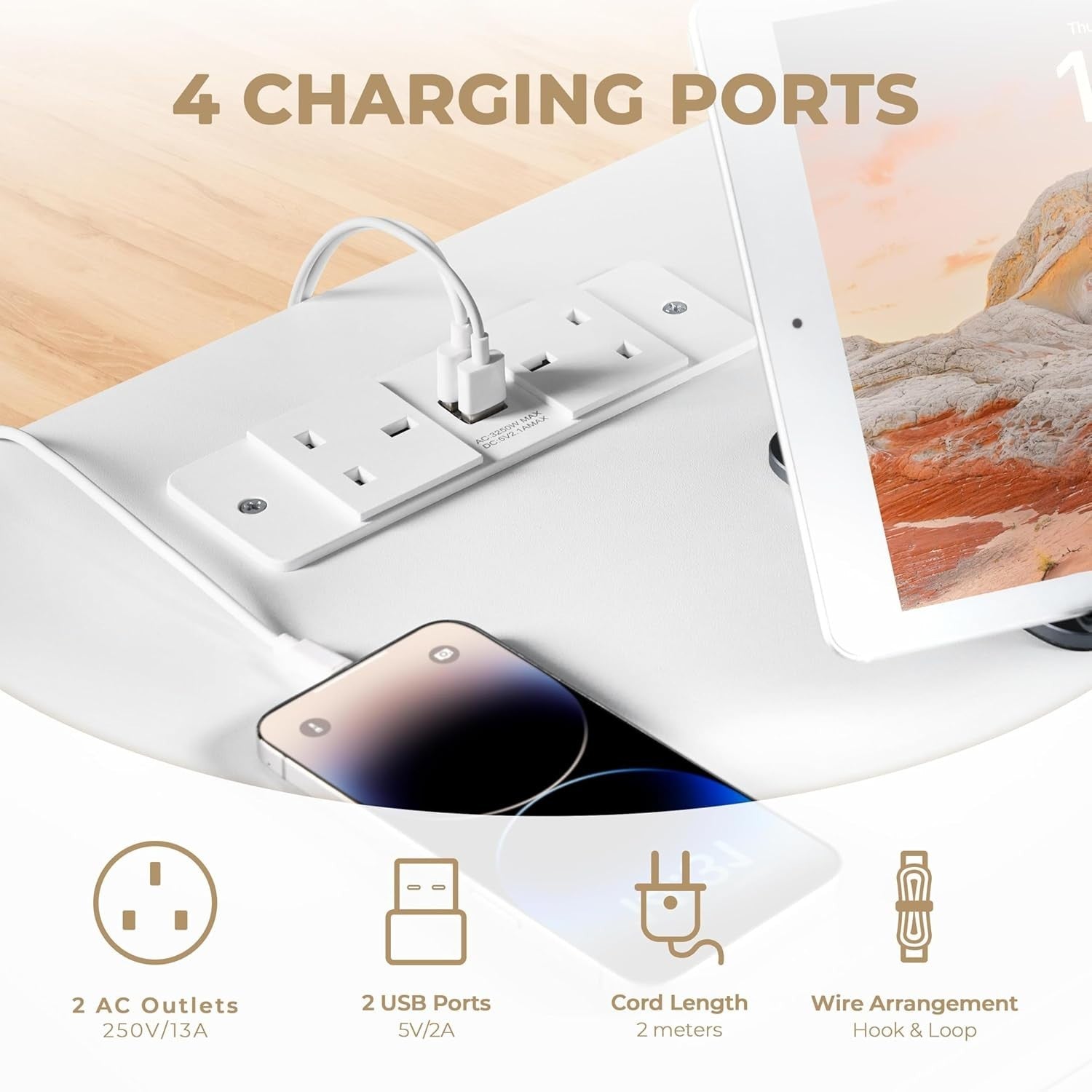 Set of 2 Modern Bedside Tables with USB Charging Ports | 3 Drawer