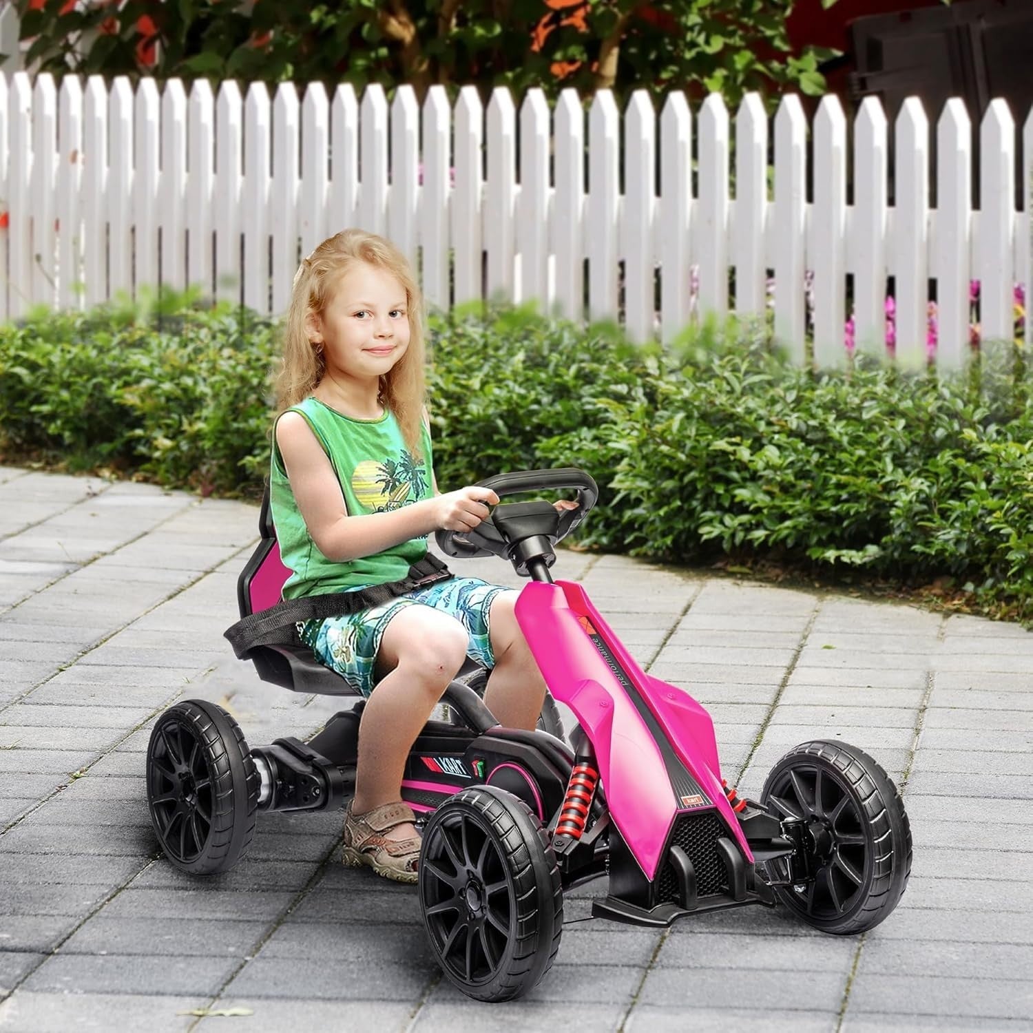 Kids Electric Go Kart 12V Drift Kart Ride On Car Pink Seat Belt 30kg