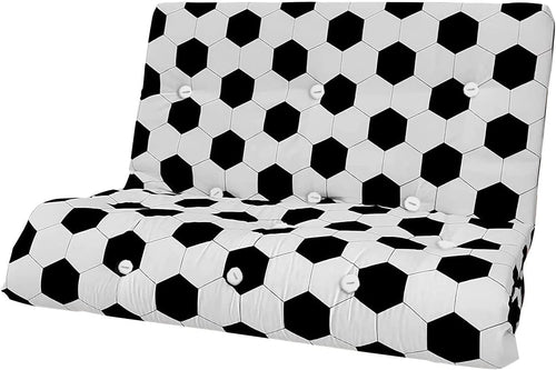 Foldable Futon Mattress Guest Football Black Sofa Double 3 Seater Foam 135x190cm