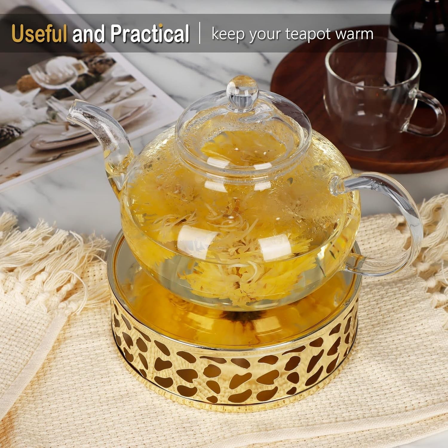 Stainless Steel Teapot Warmer Candle Holder Tea Coffee Heater