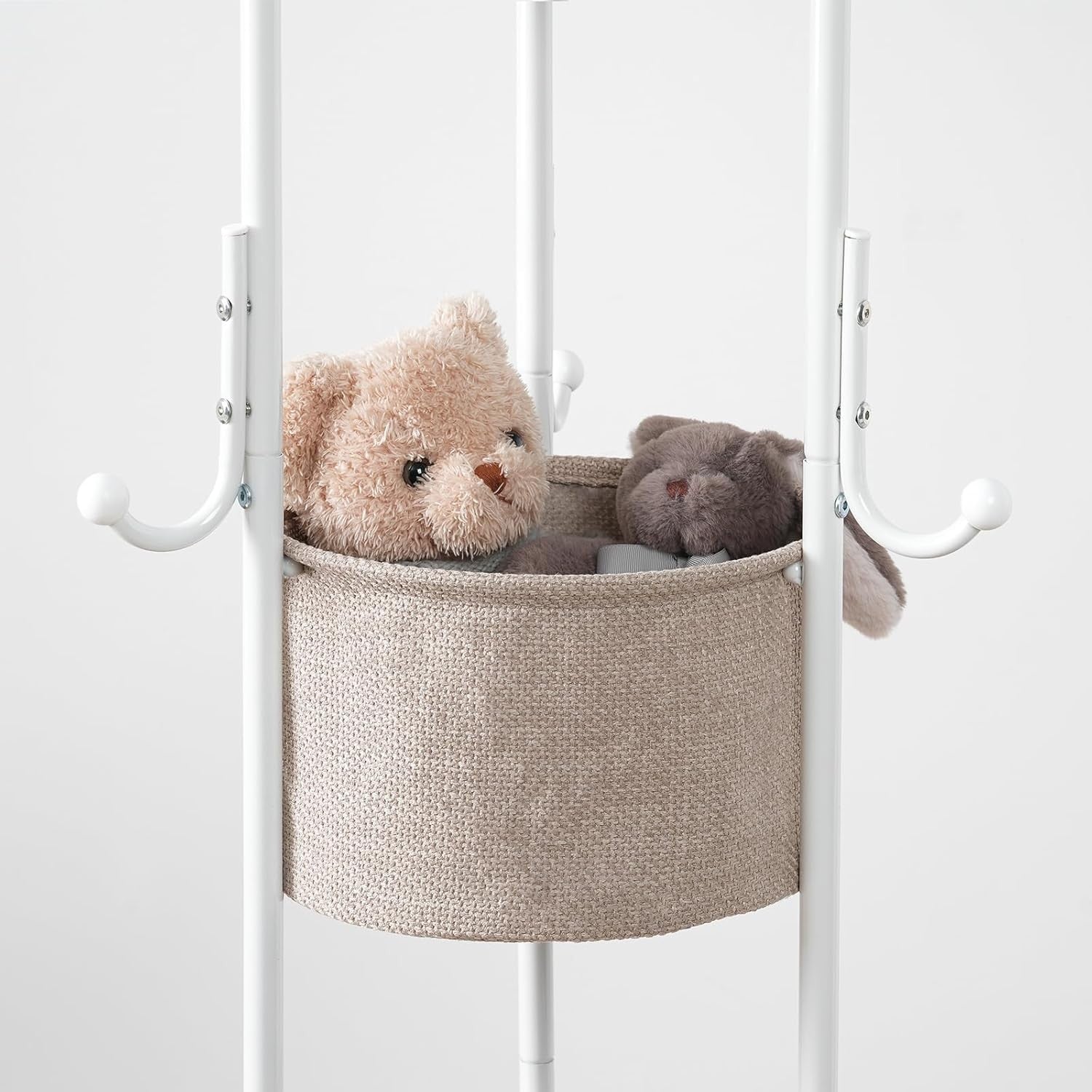 White Coat Rack with Shelves | Freestanding Hall Tree Organizer Stand 184cm Tall