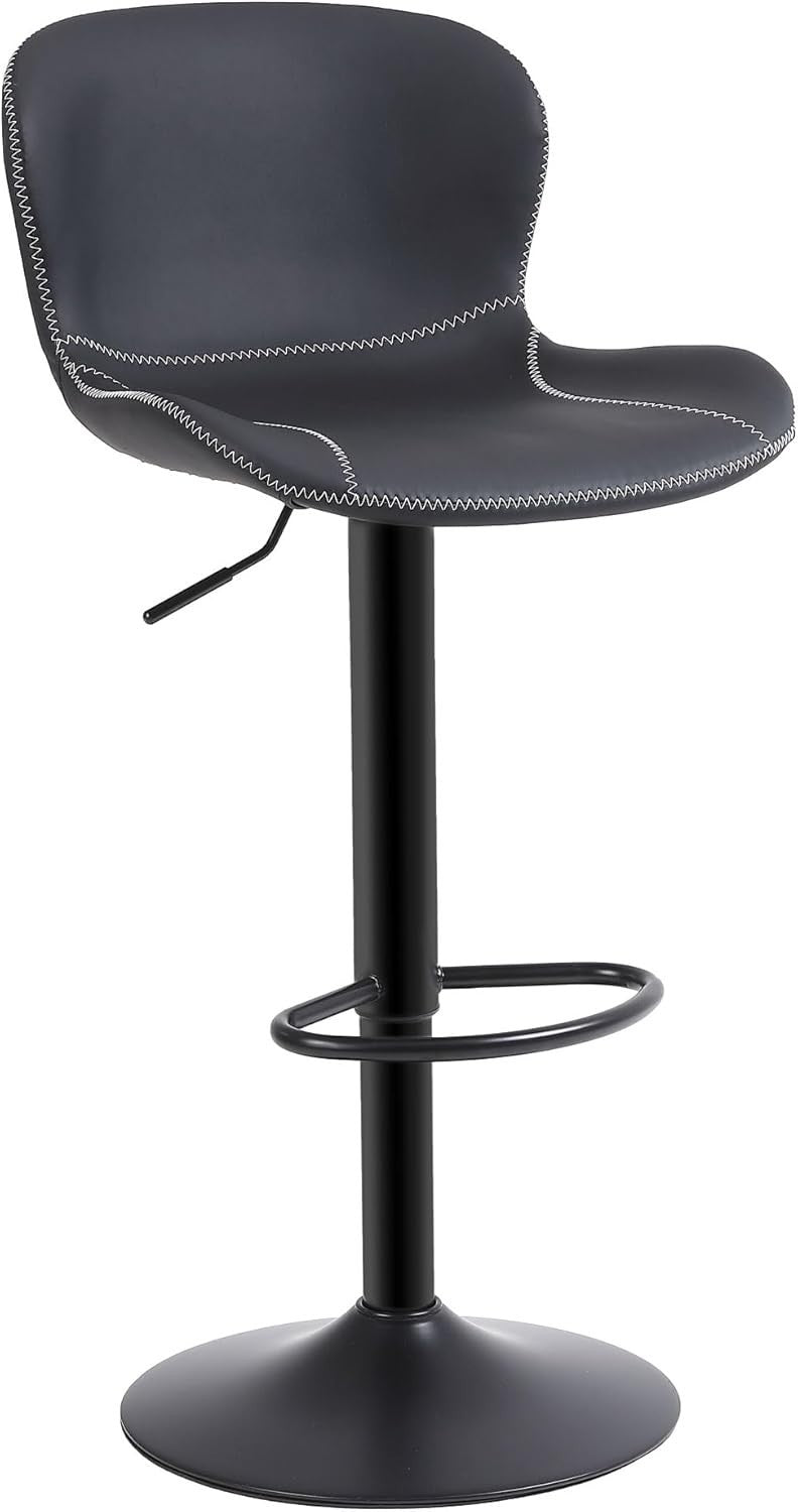 Black PU Leather Bar Stool – Adjustable Swivel Kitchen Chair