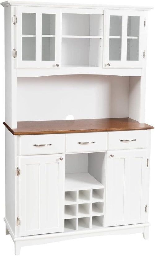 White Tall Kitchen Storage Cabinet Buffet Cupboard with Drawers & Wine
