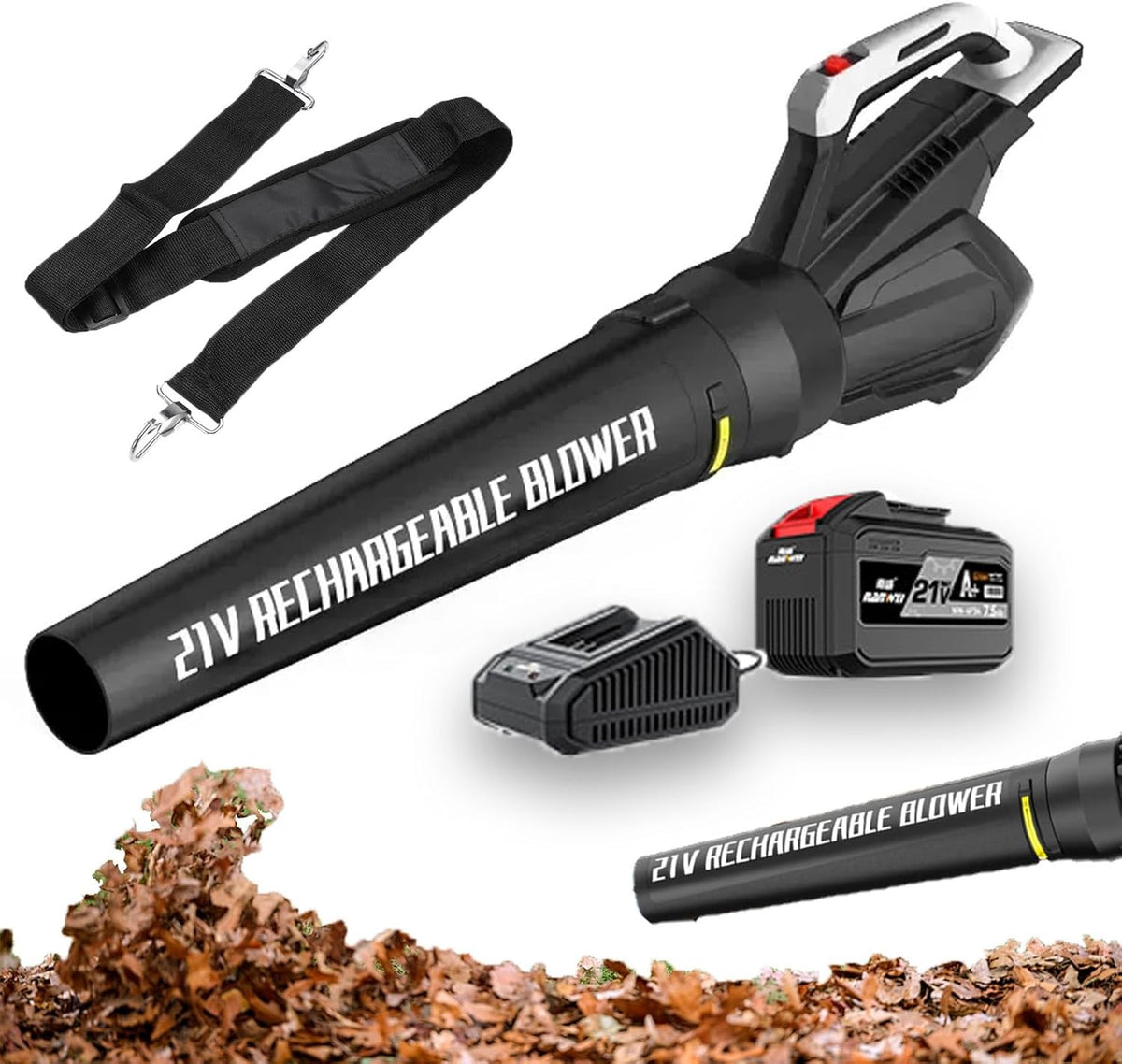 21V Cordless Leaf Blower Vacuum 7.5Ah Adjustable Speed Lightweight Garden