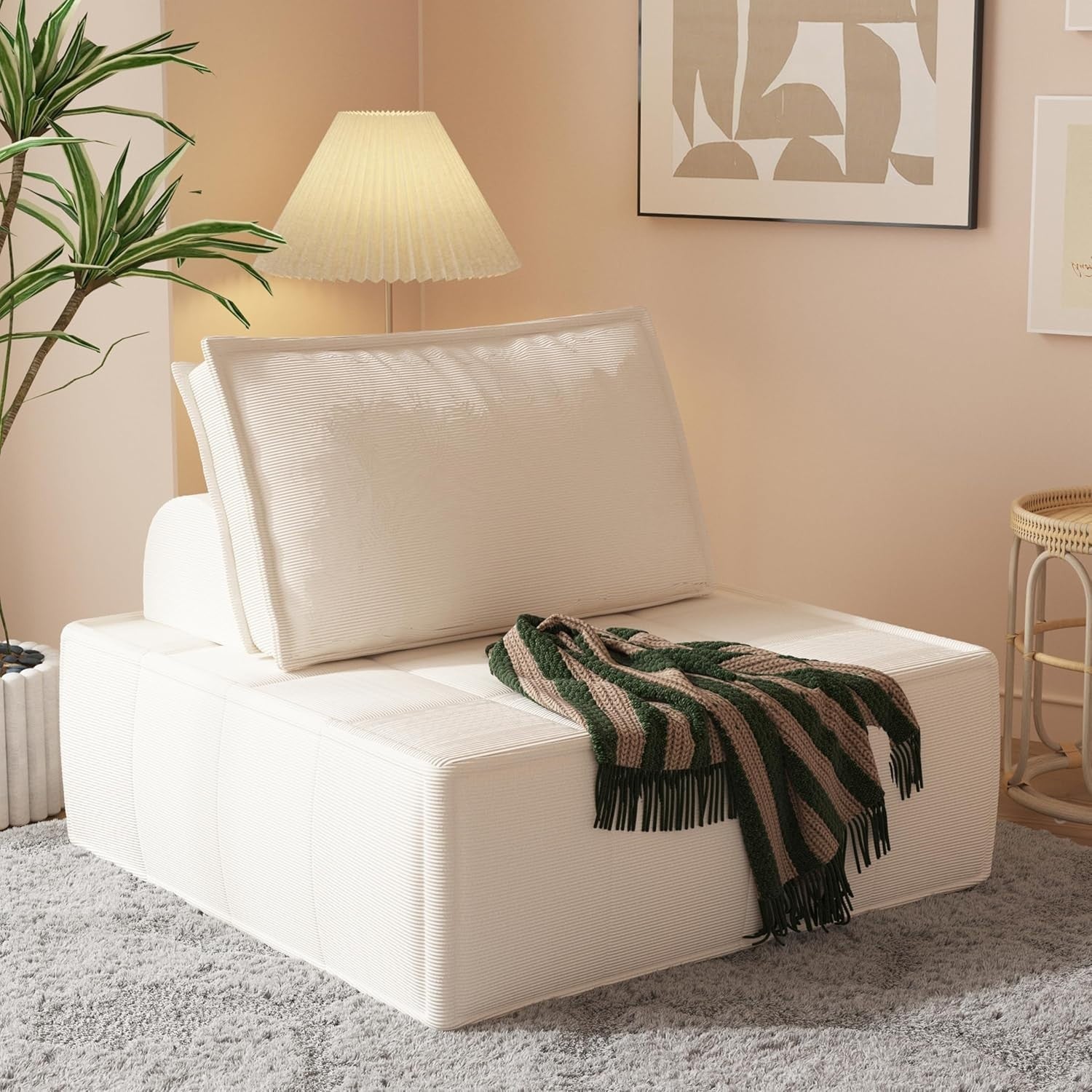 Modular Foldable Sofa Chair Bed Armchair Small Space Seating Beige