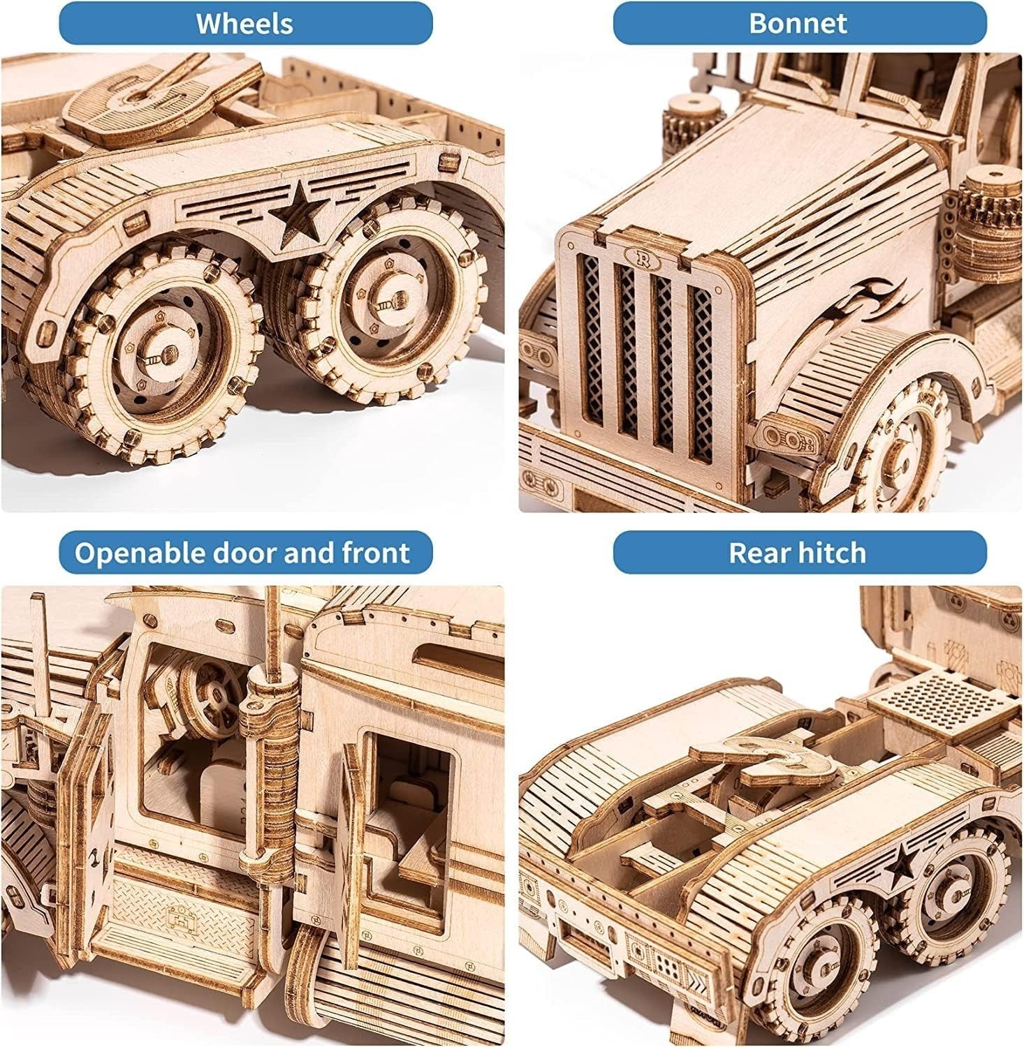 3D Wooden Truck Model Kit DIY Puzzle for Adults Teens – No Glue Needed