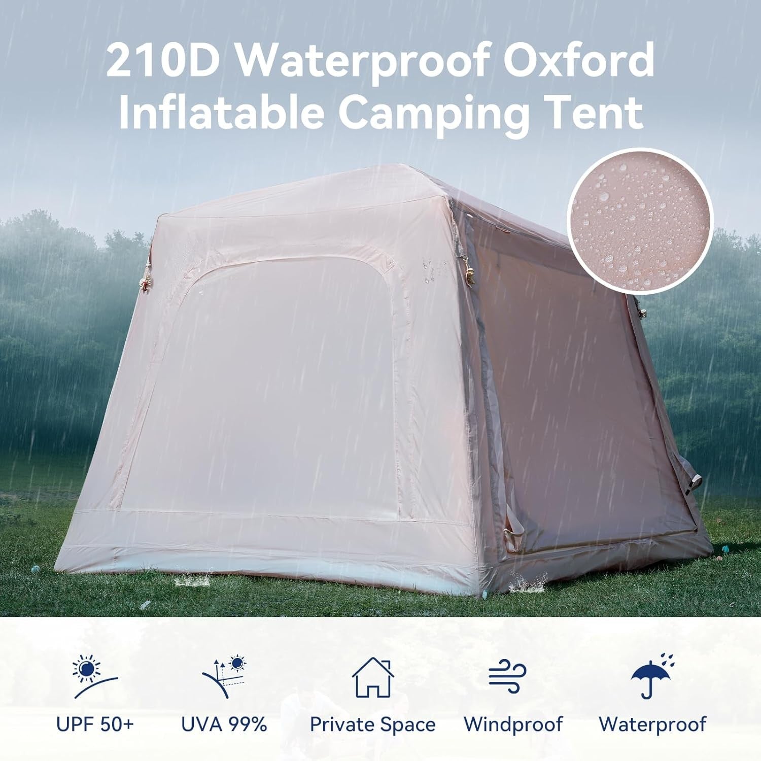 2 Person Inflatable Camping Tent Waterproof Oxford Air Beam Awning