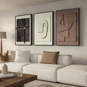 Large 3D Textured Wall Art Set 3pc 24x36in Framed Abstract