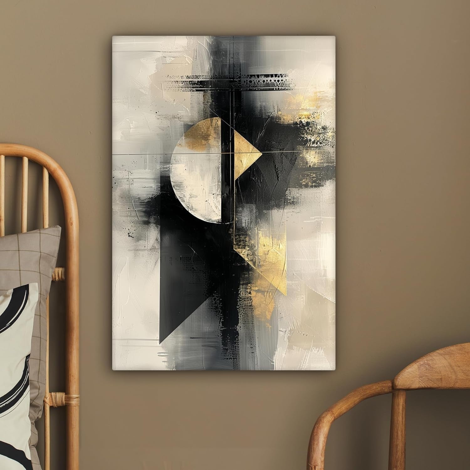 Abstract Gold Black Canvas Wall Art 40x60cm Modern Framed Decor