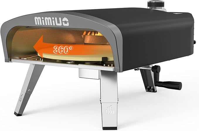 Outdoor Gas Pizza Oven 13" | Portable BBQ Oven w/ Stone, Peel & Rotation System