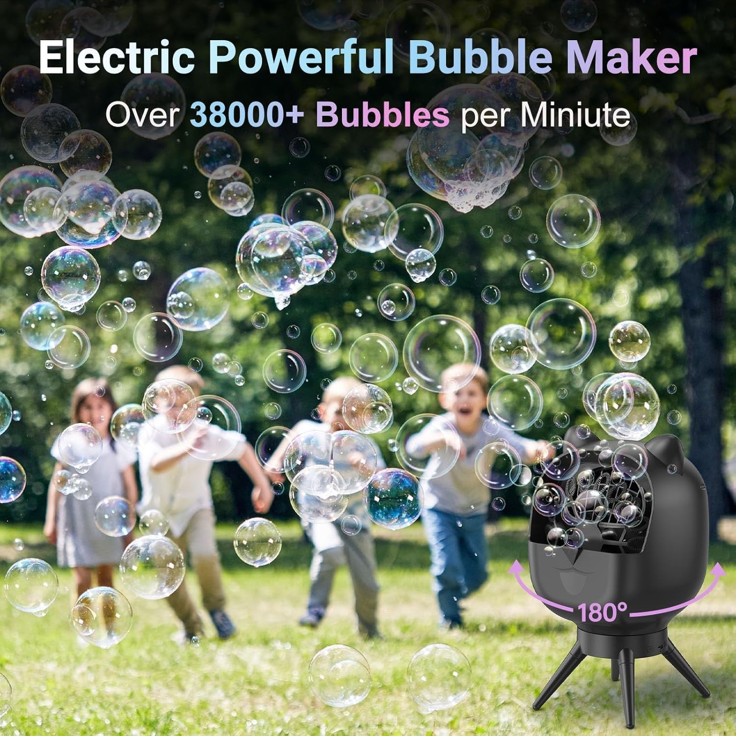 Rechargeable Bubble Machine 38000 Rotating 500ML Party Blower