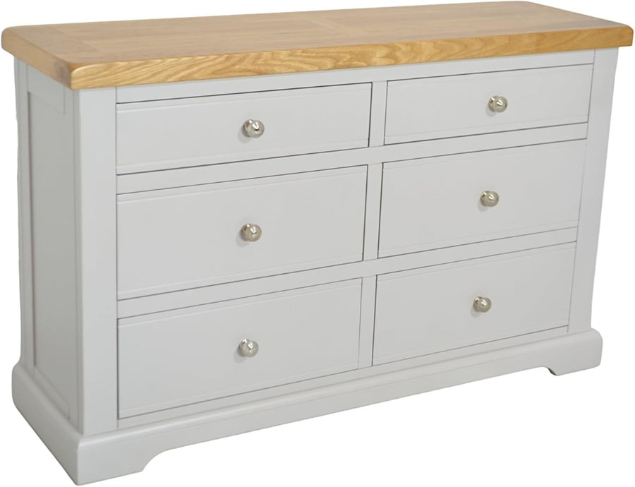 Grey Chest of 6 Drawers Oak Top, Bedroom Storage, Ready Assembled