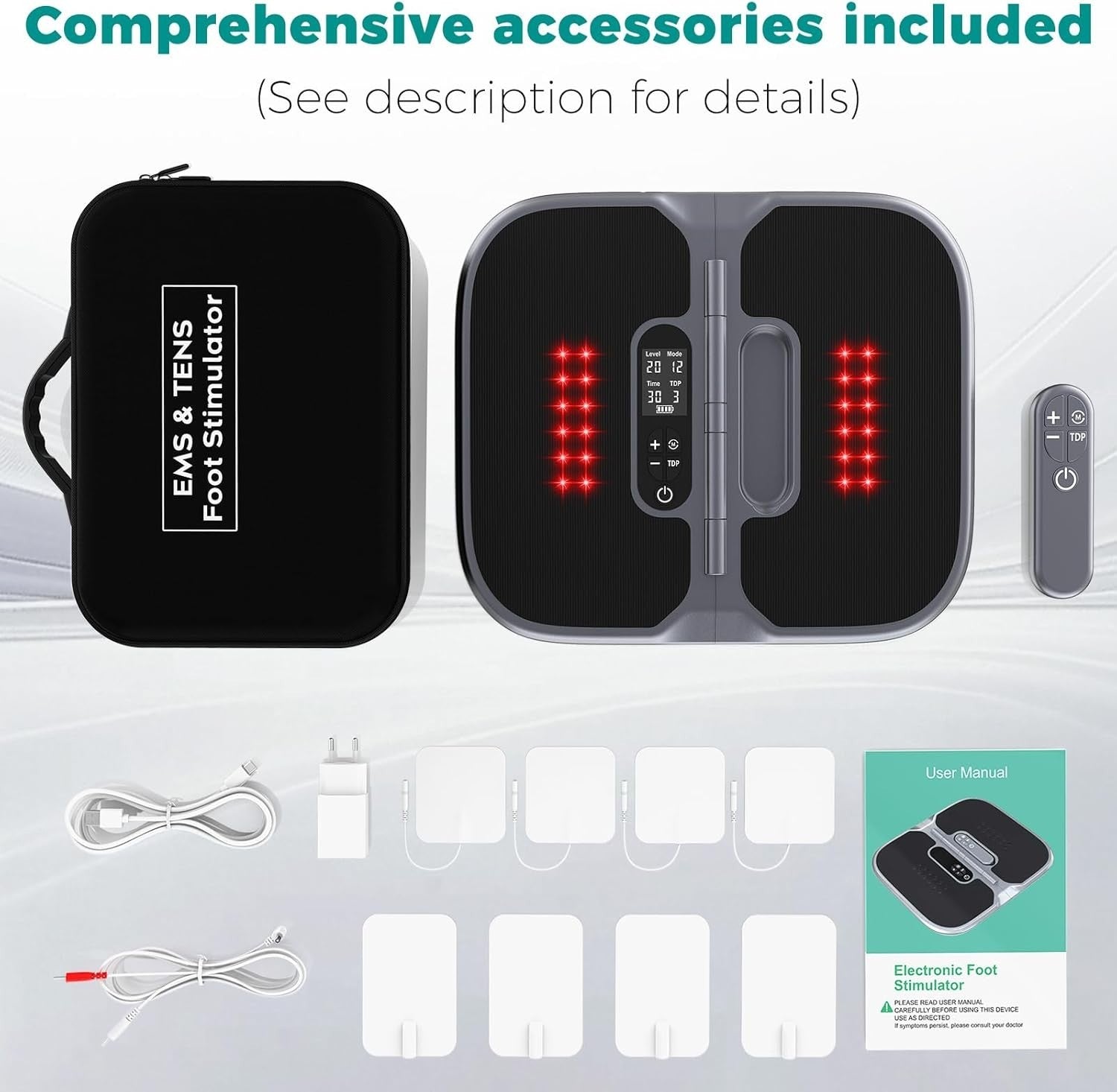Wilwish Foot Massager EMS TENS Red Light Circulation Pain Relief Muscle Therapy