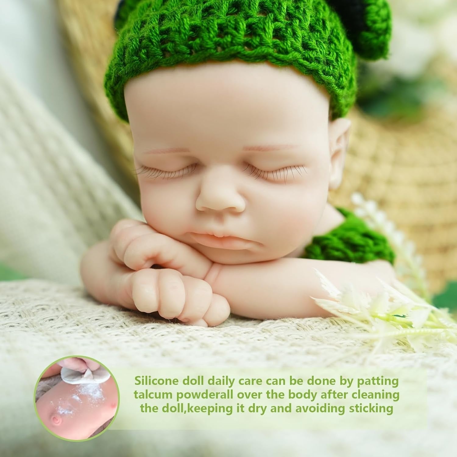 12” Mini Silicone Newborn Doll Full Body Sleeping Lifelike Ivory