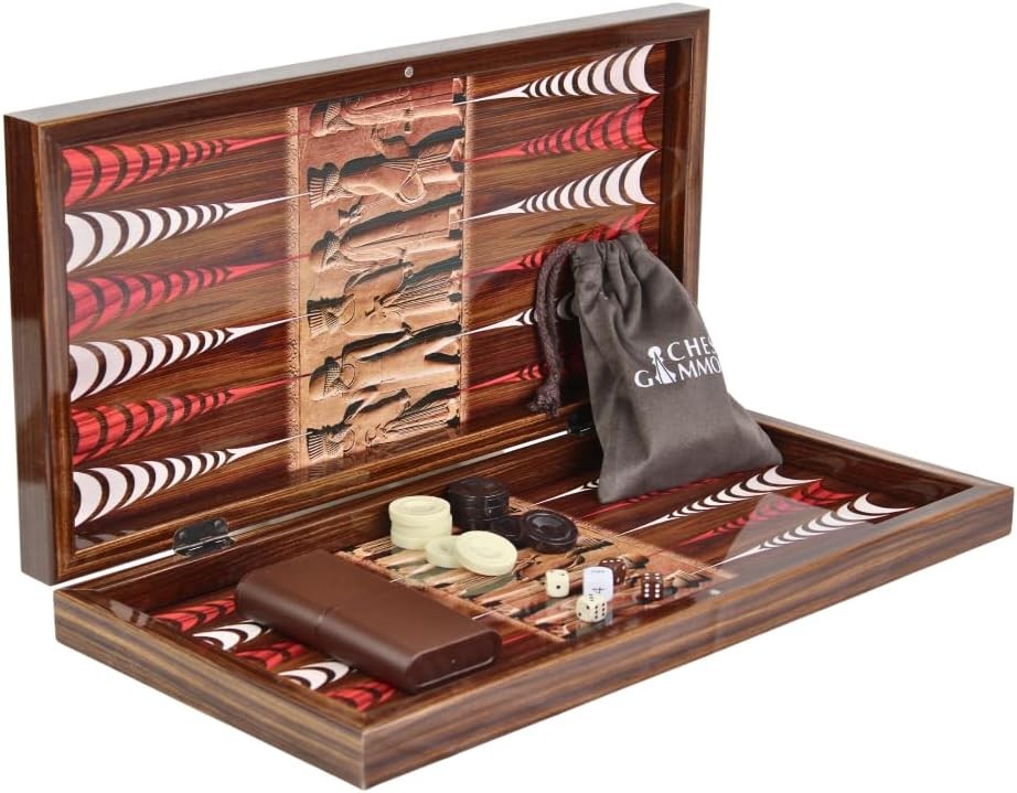 Wooden Backgammon Set 20 Inch Ancient Design Luxury Classic Board Game