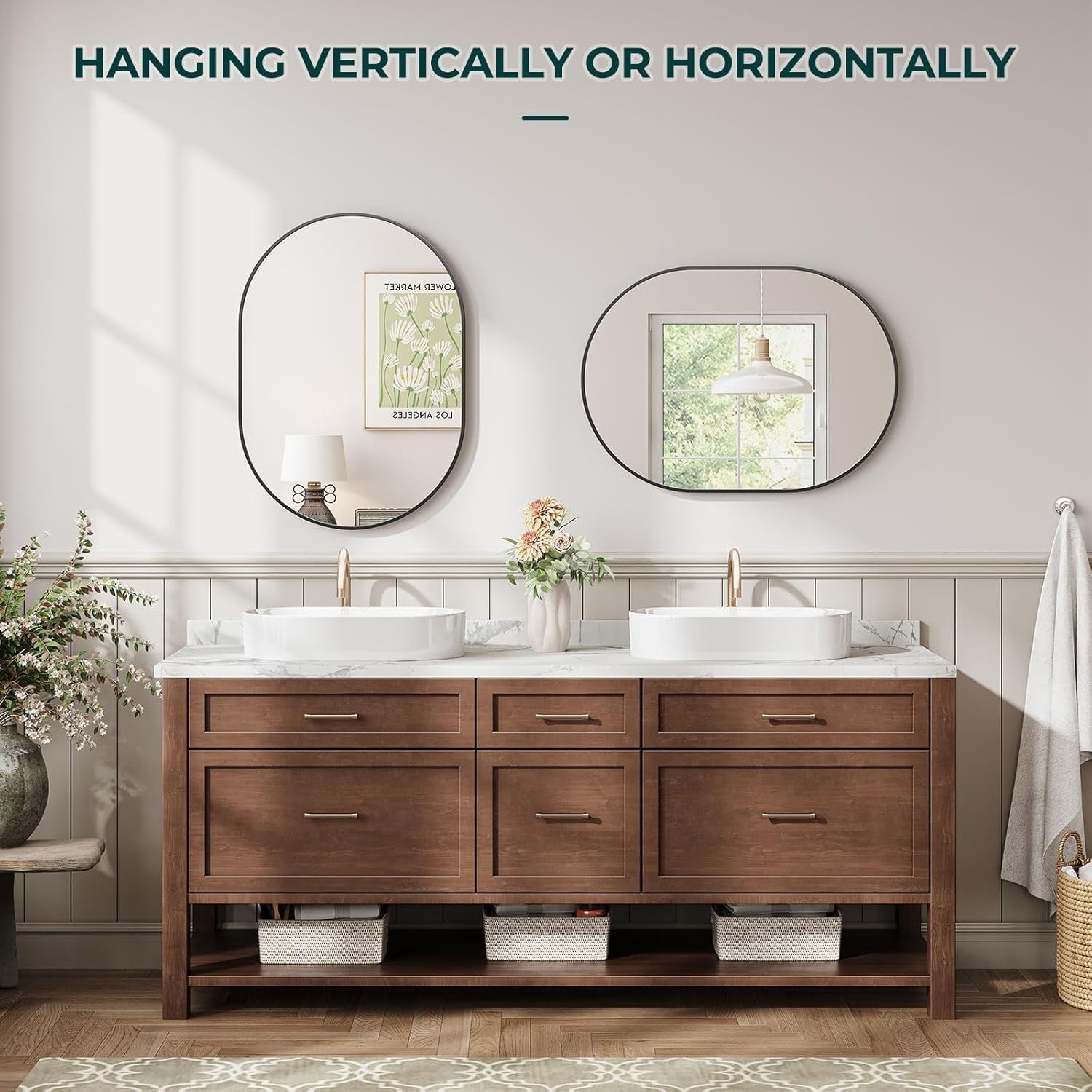 Oval Wall Mirror 50x70cm | Bathroom, Bedroom, Entryway | Durable Metal Frame