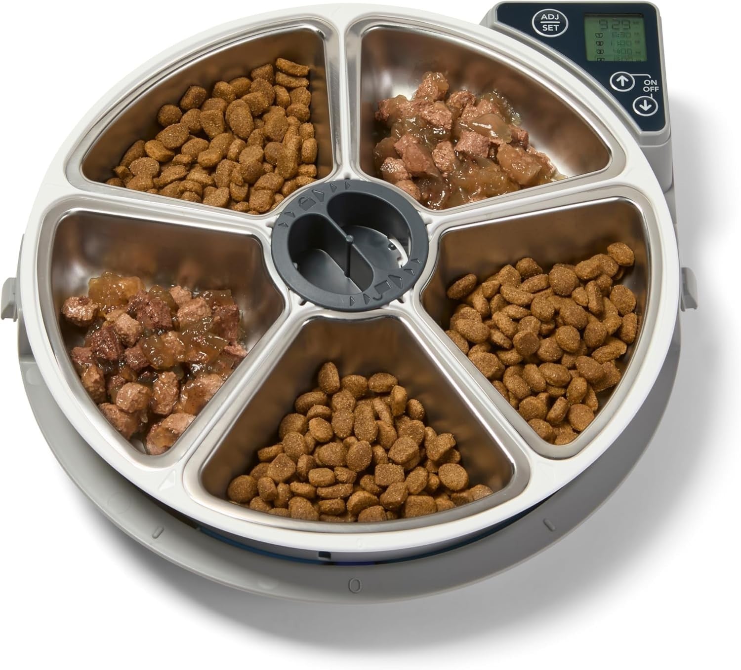 5 Meal Automatic Pet Feeder Timer Stainless Steel Bowls Ice Packs