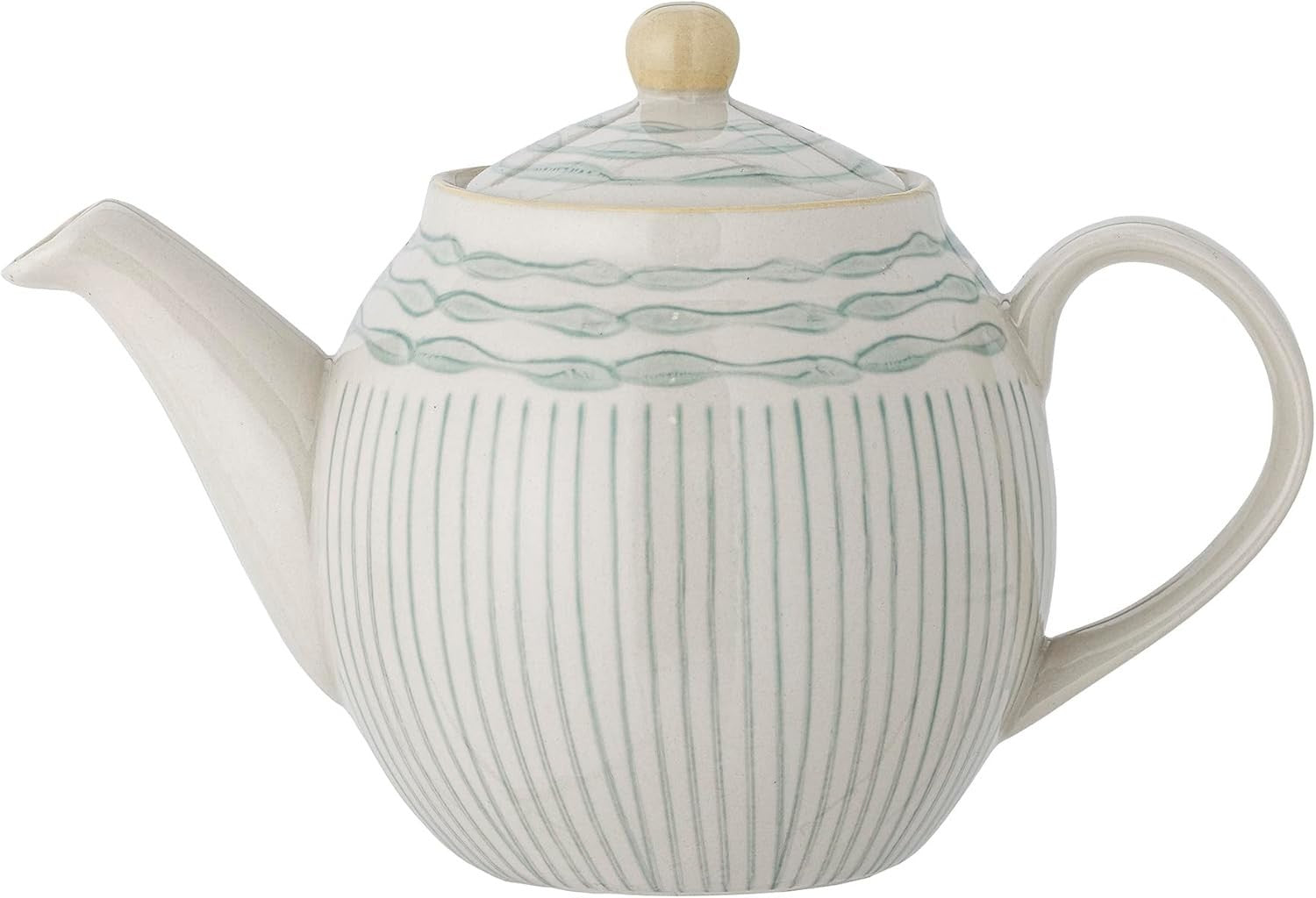 Blue Stoneware Teapot 0.9L Heat Retaining Tea Pot with Lid Modern