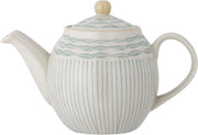 Blue Stoneware Teapot 0.9L Heat Retaining Tea Pot with Lid Modern