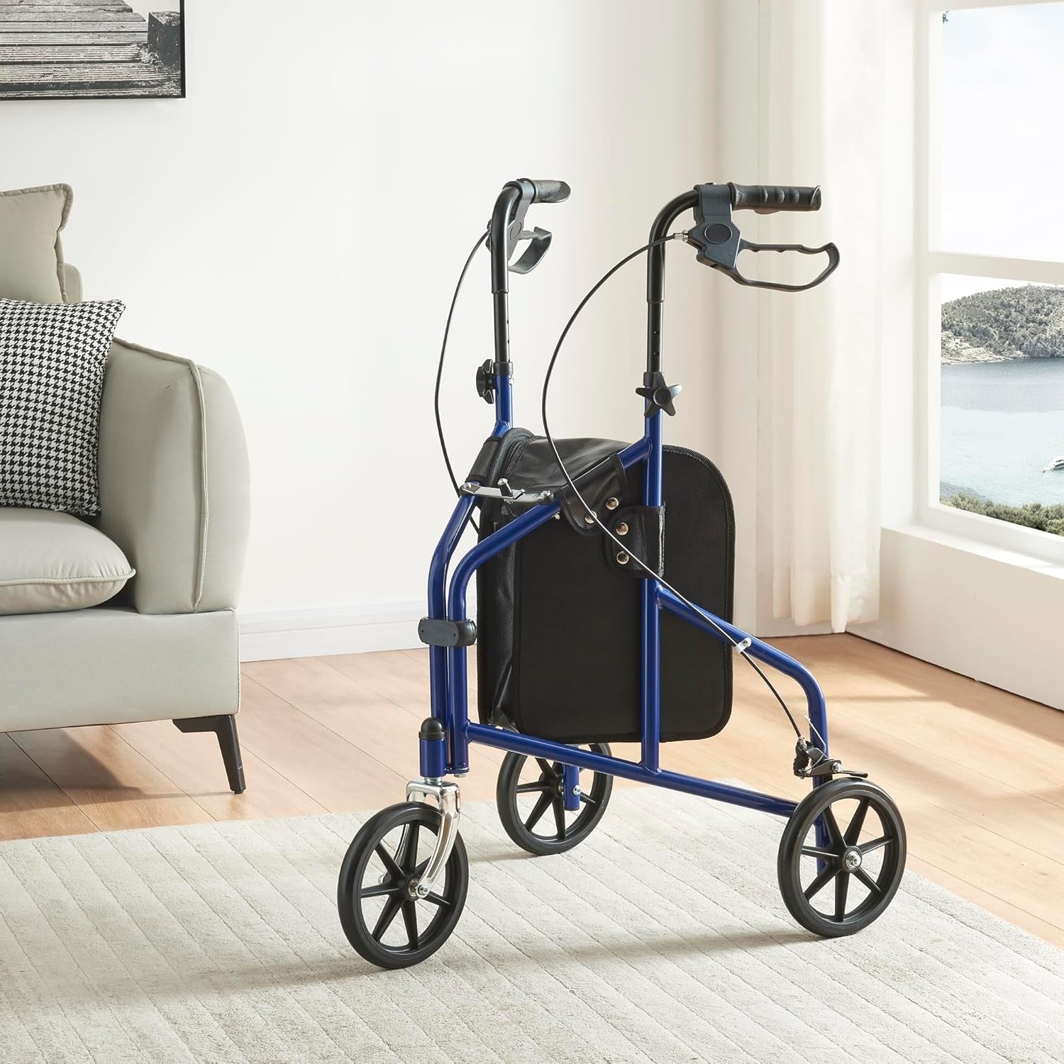 Lightweight Folding Rollator Walker with Zip Bag Lockable Brakes 20cm Wheels