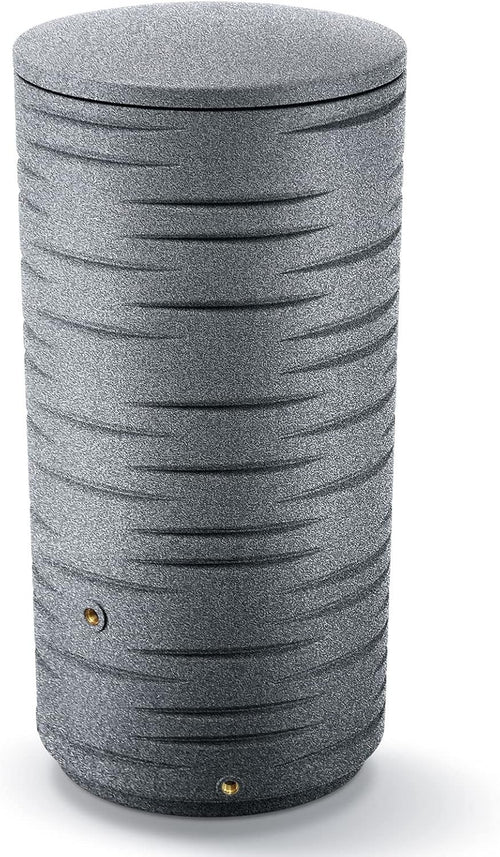 290L Savona Granite Grey Water Butt with Brass Connections & Lid – Garden