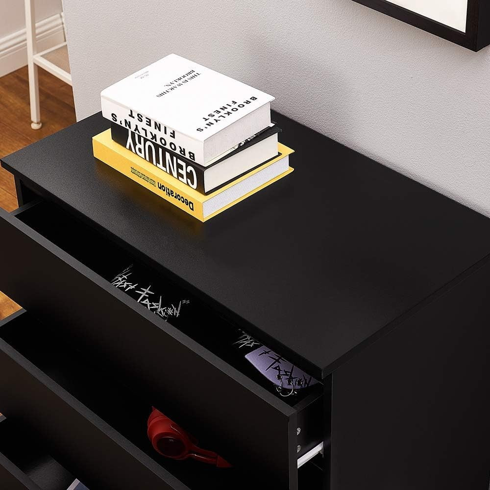 Black 4 Drawer Chest Bedroom Storage Unit Modern Tall Cabinet 70cm Wide