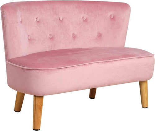 Soft Velvet Kids Sofa, 2-Seater Play Couch for Toddlers, Compact 90.5x44.5x57.5c