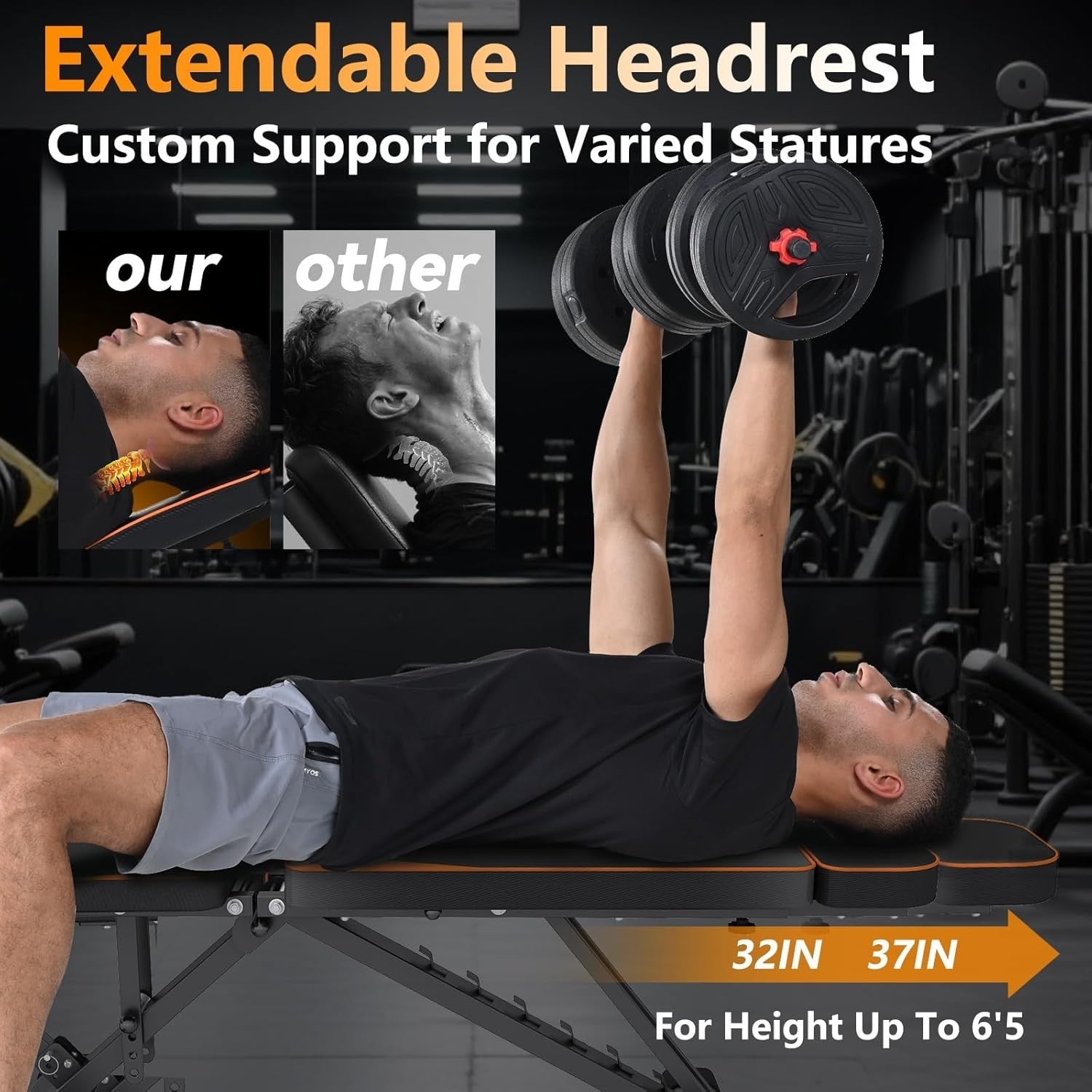 880LB Adjustable Weight Bench Folding Full Body Home Gym Trainer