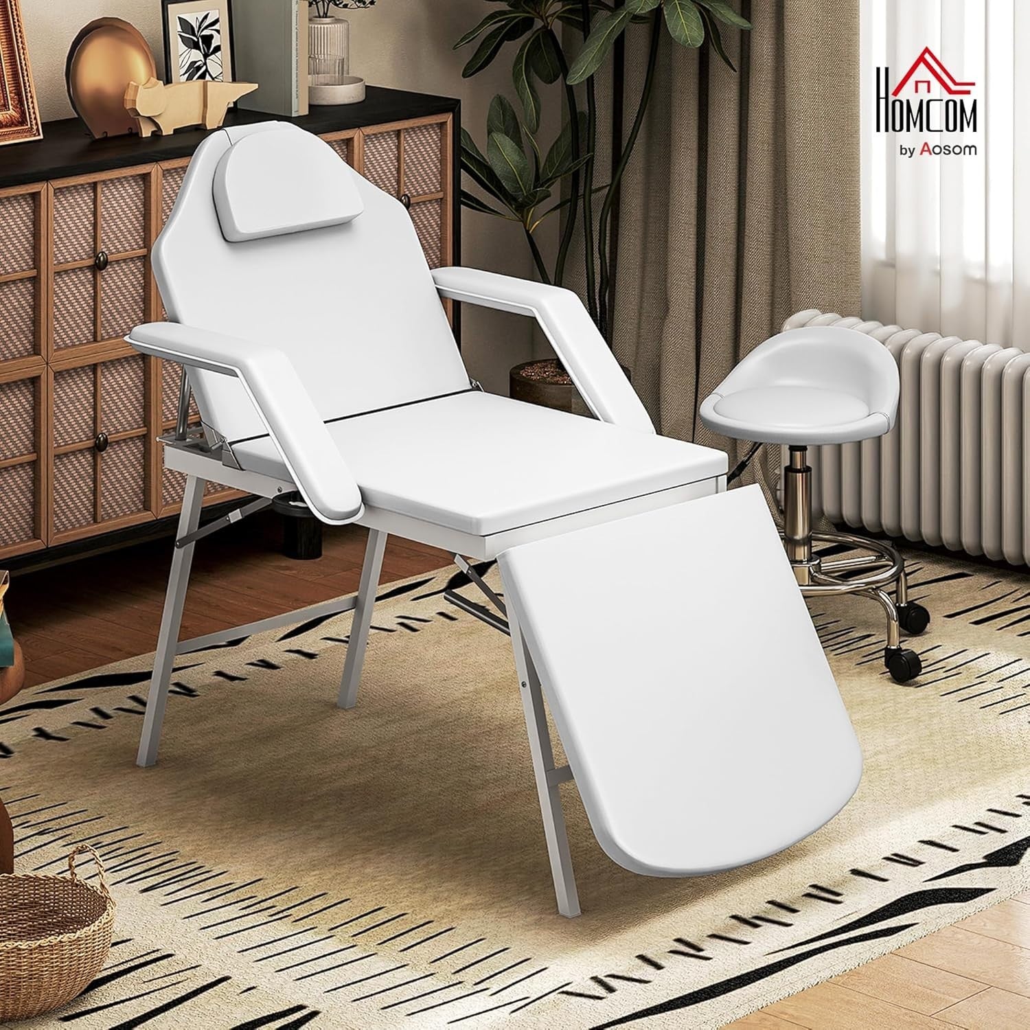 Portable 3-Section Massage Table Adjustable Beauty Bed Recliner w/ Face Hole
