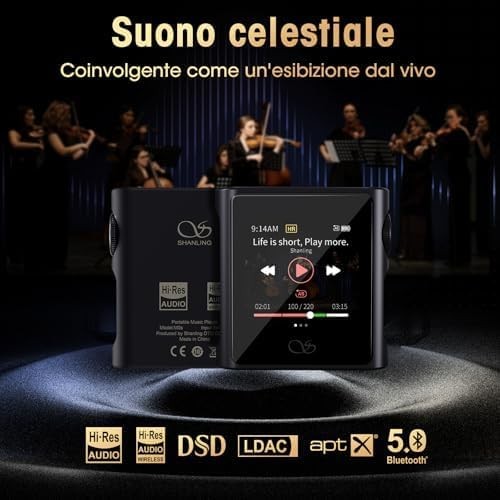 Hi‑Res Bluetooth 5.0 MP3 Player 1.54″ Touch HD, DAC/AMP, 2 TB Expandable