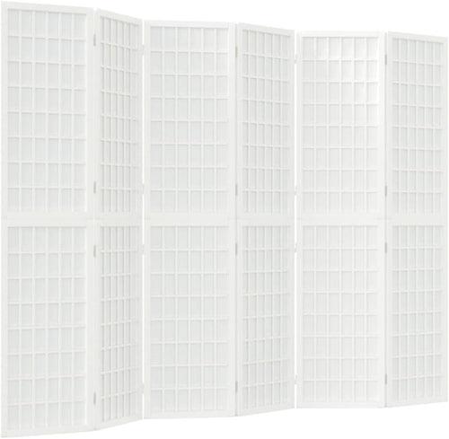 6 Panel White Shoji Room Divider 240x170cm Folding Wooden Privacy Screen Japanes
