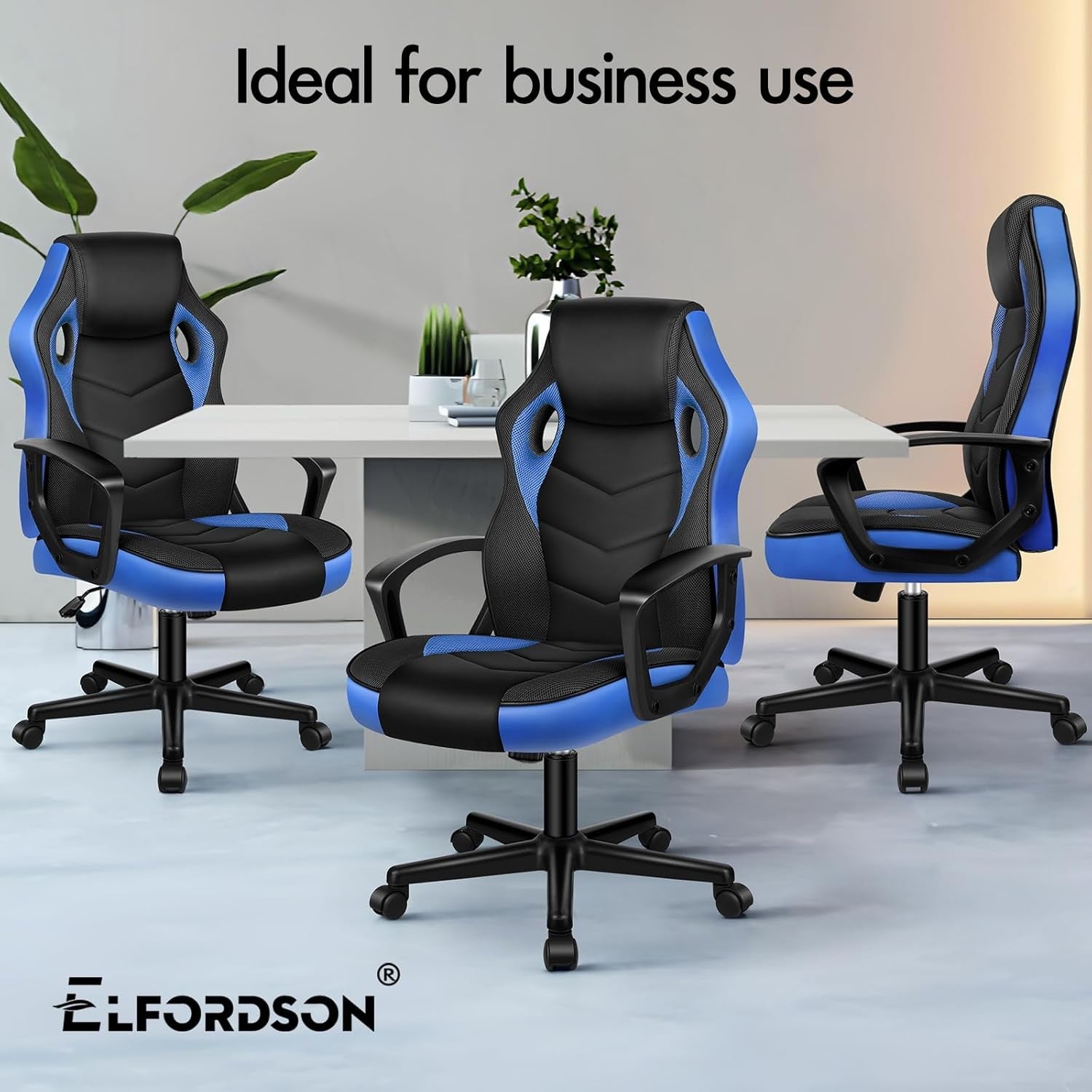Ergonomic Gaming Chair Racing Swivel Desk Chair Mesh PU Blue