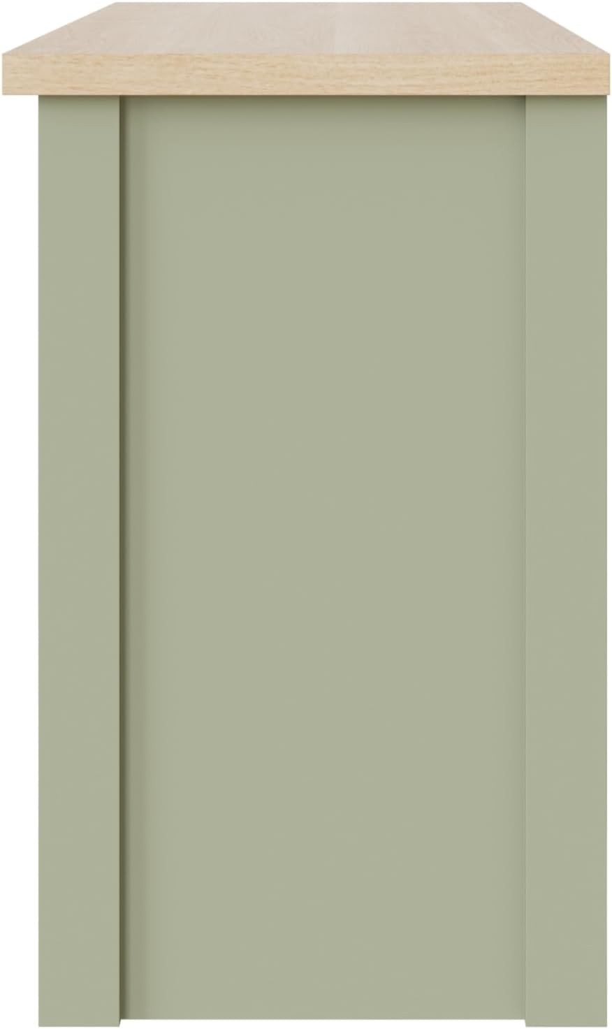Sage Green Oak Shoe Storage Cabinet 89x35x60cm Country Cottage Style