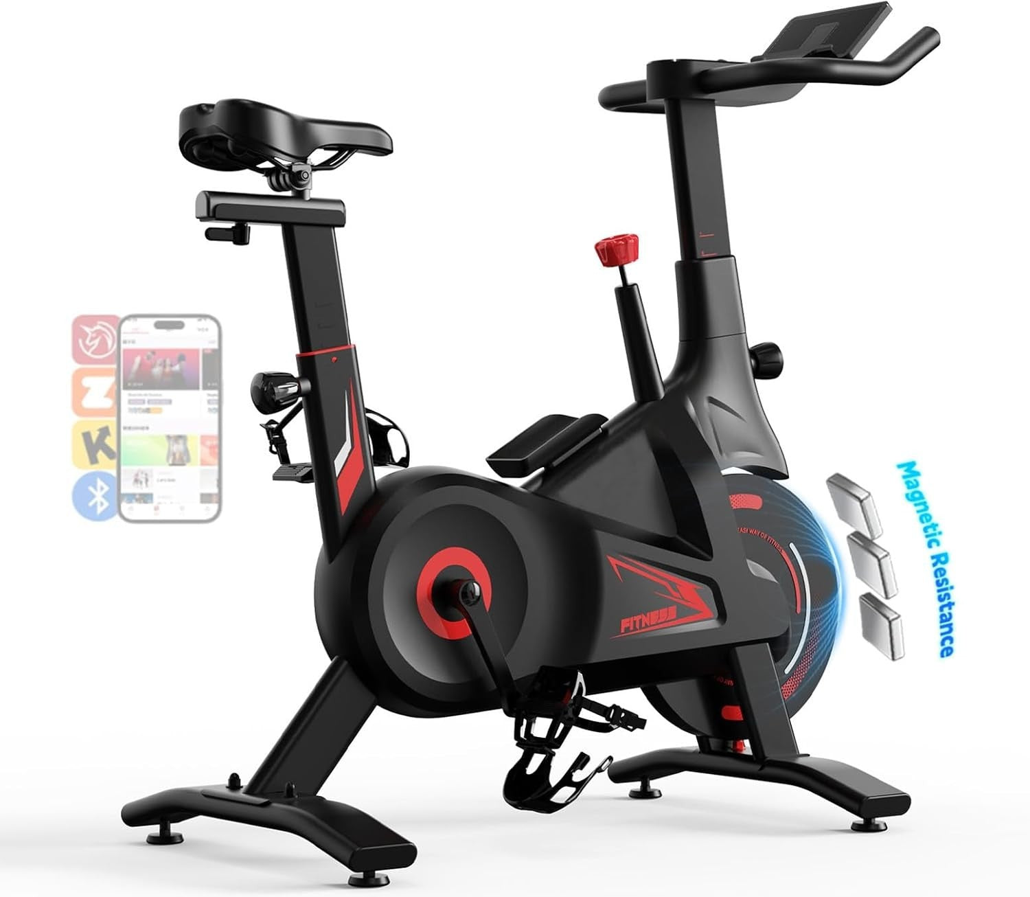 Silent Magnetic Spin Bike w/ App Sync, 100 Resistance Levels & Compact Frame