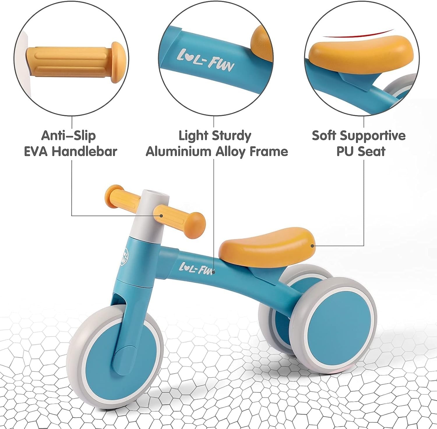Baby Balance Bike Toddler Ride On Walker No Pedal 12-24 Months Blue