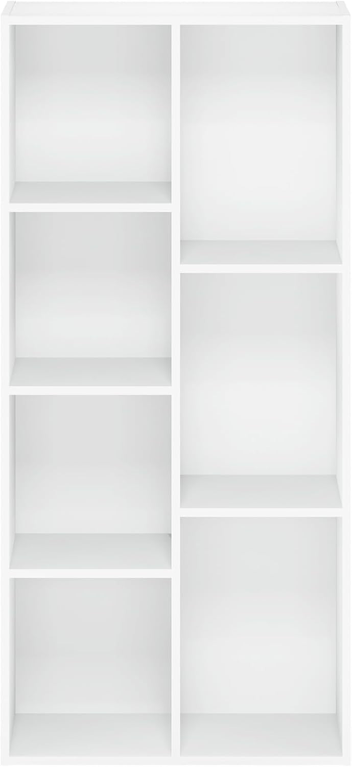 7 Cube Reversible Bookcase Storage Open Shelf Compact Design Organizer White