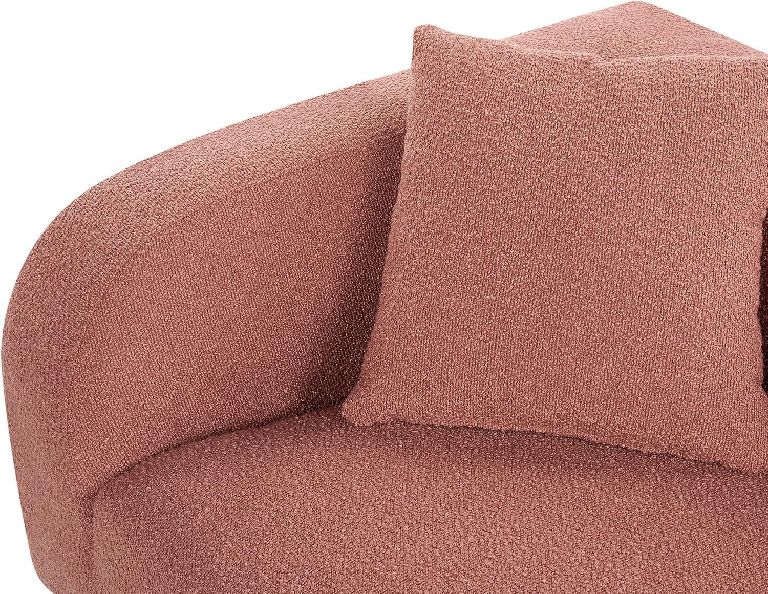 Pink Boucle Left Hand Chaise Lounge | Retro Minimalist Sofa Seat, Metal Legs