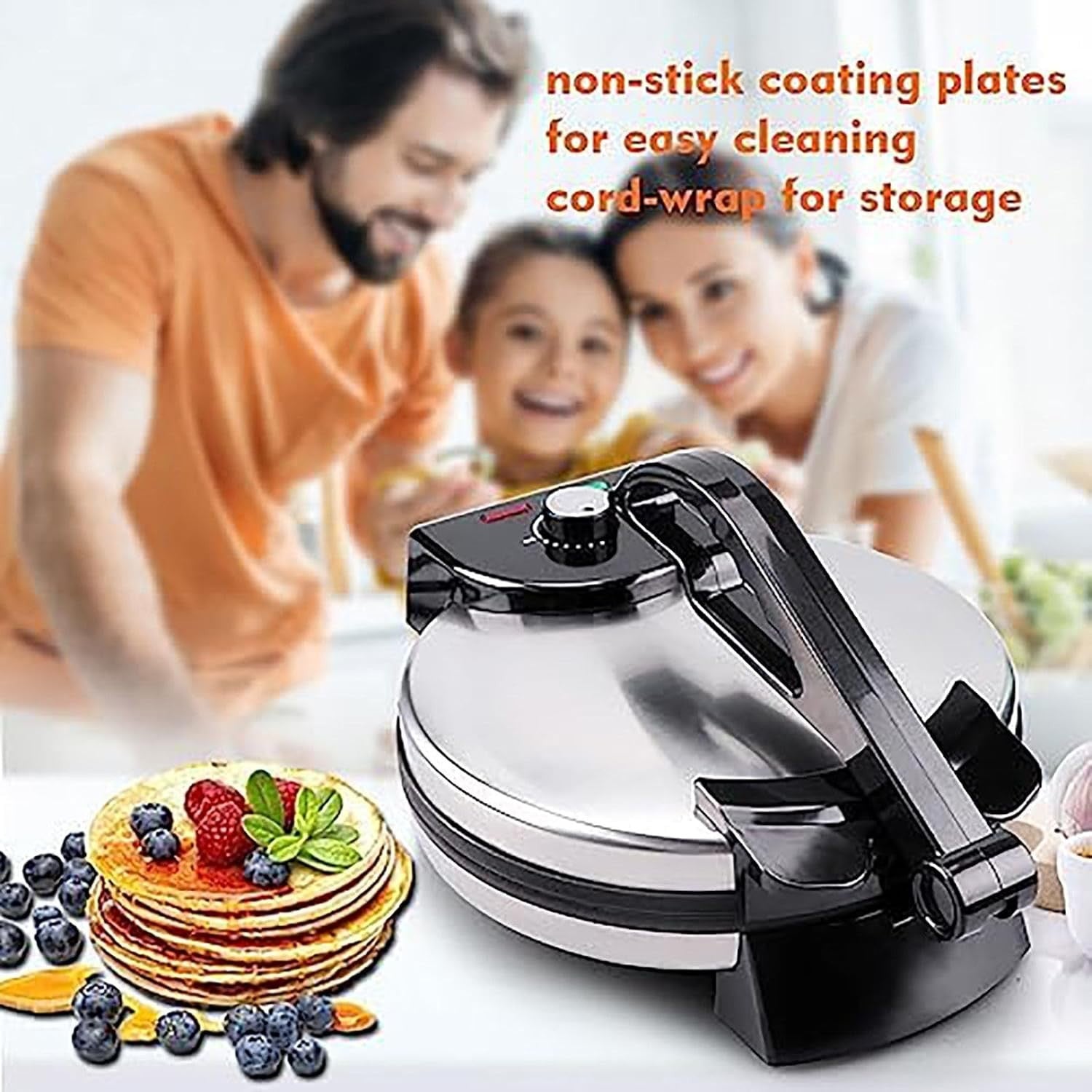 Electric Crepe & Pancake Maker 1400W Non-Stick Double-Sided Roti Chapati Machine
