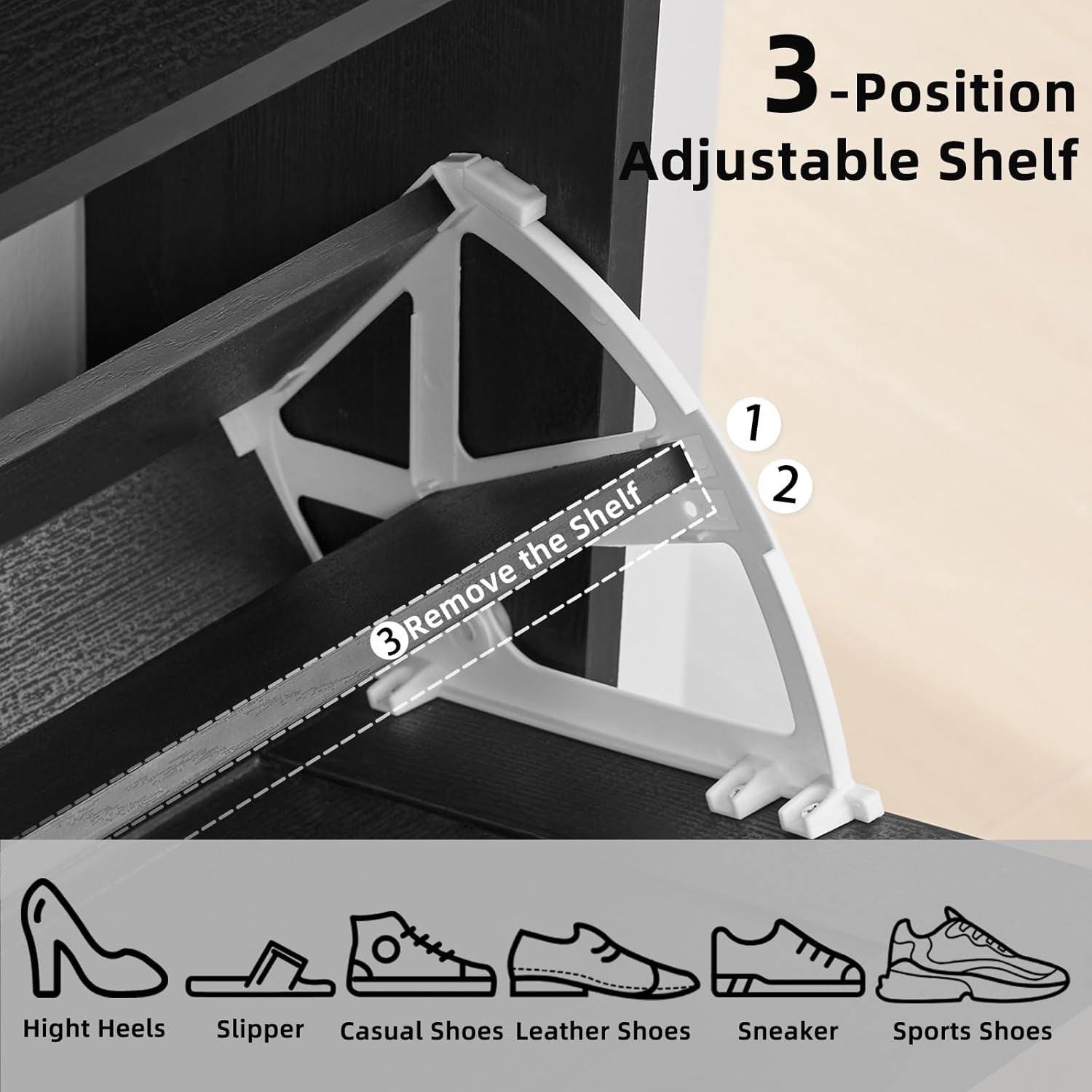 Space-Saving Shoe Cabinet with 2 Folding Doors & Removable Shelves – Black